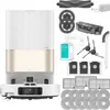 A collage of a robot vacuum cleaner and its accessories, including replacement parts and cleaning solutions. Náhled obrázku produktu
