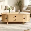 MODFU Couchtisch Rund,Wohnzimmertisch mit 2 Schubladen und Produktbild-Vorschau 2