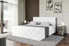 A modern bedroom with a white upholstered bed, bedside tables, and artwork on the wall. Produktbild-Vorschau
