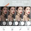 A collage of images showing a woman's face under different lighting conditions and close-ups of a light-up mirror. Produktbild-Vorschau
