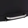 A close-up of a silver handle attached to a black bin. Voir les images du produit