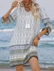 ASKSA Damen Bohemian Tunika Kleid Strandkleid Sommerkleider Produktbild-Vorschau 3