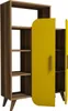 A wooden bookshelf with a yellow door. Náhled obrázku produktu