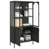 Highboard Schwarz 90x40x180 cm Glas und Stahl Produktbild-Vorschau 5