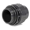 A close-up studio shot of a gray PVC fitting with threaded ends and O-rings. Produktbild-Vorschau