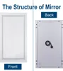 Two views of a mirror, one front and one back, with text labels. Náhled obrázku produktu