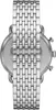 A close-up view of the back of a silver watch with a metal band. Náhled obrázku produktu