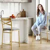 Barhocker 4er Set Sitzhöhe 56 cm Metall X Rückenlehne Produktbild-Vorschau 3