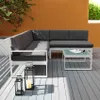 Garten-Lounge-Set Outdoor-Ecksofa + Glas-Couchtisch Jamila Produktbild-Vorschau 8