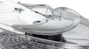 Close-up shot of the blades and grille of a silver fan. Voir les images du produit