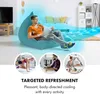 A collage showcasing a person relaxing on a beanbag chair with cool air flowing around them, and three inset images of people engaged in various activities (exercising, working on a laptop, playing with children) with similar cool air effects. Náhled obrázku produktu