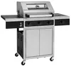 A stainless steel gas grill with side shelves and storage cabinet. Produktbild-Vorschau