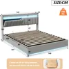 A diagram showing the dimensions of a bed frame with LED lighting. Podgląd zdjęcia produktu