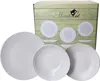 A set of white plates and a product box. Náhled obrázku produktu