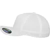 A white FLEXFIT cap shown from the side. Produktbild-Vorschau