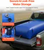 A blue water storage bladder is placed in the bed of a pickup truck. Podgląd zdjęcia produktu