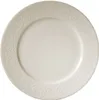 A top-down view of a single, cream-colored plate with an embossed decorative rim. Produktbild-Vorschau