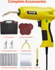A collage of a yellow plastic welding tool and its accessories, laid out on a white background. Podgląd zdjęcia produktu