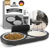 VAYPET Doppel-Katzennapf erhöht Edelstahl Kiefernholz Produktbild-Vorschau 1