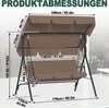 UISEBRT 3-Sitzer Hollywoodschaukel Braun, 175,5x110x152 cm Produktbild-Vorschau 2