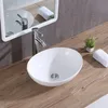 Owalna ceramiczna umywalka z przelewem owalna biała do Podgląd zdjęcia produktu 3