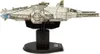 A 3D model of the Millennium Falcon spaceship from Star Wars, displayed on a black stand against a white background. Anteprima dell’immagine prodotto