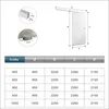 A diagram showing the dimensions of a sliding glass door and a table with size specifications. Produktbild-Vorschau