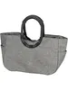 A studio shot of a gray shopping bag with black handles against a white background. Podgląd zdjęcia produktu