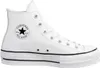 A white Converse high-top sneaker with a platform sole is shown against a white background. Produktbild-Vorschau