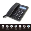 A black corded telephone is shown on a white background, with a row of feature icons and text below. Náhľad obrázku produktu