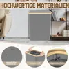 A laundry basket is shown in a room setting, with close-up details of its features. Voir les images du produit