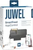 The image shows the packaging of a JUWEL SmartFeed AppControl automatic fish feeder. Voir les images du produit
