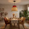 Lampa wisząca Alpinaluz NARA z rattanu i czerwonej tkaniny, Podgląd zdjęcia produktu 9