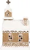 A gingerbread house decoration with snow and a cross on top. Anteprima dell’immagine prodotto
