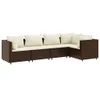5-tlg. Garten-Lounge-Set mit Kissen Braun Poly Rattan Produktbild-Vorschau 1