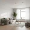A modern living room with a sofa, coffee table, rug, and plants, illuminated by natural light from a large window. Náhľad obrázku produktu