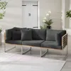home24 Loungesofa - 3-teilig - Webstoff / Teak Massiv Produktbild-Vorschau 1