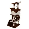 A multi-level cat tree with scratching posts, platforms, and a small house. Produktbild-Vorschau