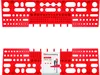 Two red tool organizers are shown against a white background. The top organizer is a close-up of a tool holder with many slots for bits and screwdrivers. The bottom organizer is similar but also includes a product label with the brand name 'Kistenberg' and Anteprima dell’immagine prodotto