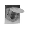 A close-up studio shot of a silver floor socket with its lid open. Anteprima dell’immagine prodotto
