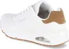 A white SKECHERS sneaker with brown accents is shown from the side. Anteprima dell’immagine prodotto