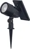 A black solar-powered spotlight with a stake for ground placement, shown against a white background. Voir les images du produit