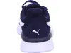 The back view of a navy blue Puma sneaker with white accents and a white Puma logo. Produktbild-Vorschau