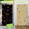 Two climbing walls, one for outdoor use and one for indoor use, are shown side-by-side. Produktbild-Vorschau