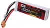 A white Li-Po battery with red and black wires and an XT60 connector, lying on a white background. Produktbild-Vorschau