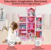 LED-beleuchtetes Puppenhaus mit 11 Zimmern, 4 Puppen, Möbel Produktbild-Vorschau 10
