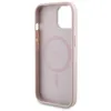 The image shows the inside of a pink iPhone case with a gold Guess logo. Podgląd zdjęcia produktu
