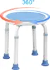 A white shower stool with a blue rotating seat and adjustable legs. Produktbild-Vorschau