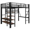 Hochbett 140x200 cm Metallbett mit LED-Beleuchtung Stauraum Produktbild-Vorschau 10