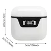 A white charging case for wireless earbuds with a digital display showing battery status. Podgląd zdjęcia produktu
